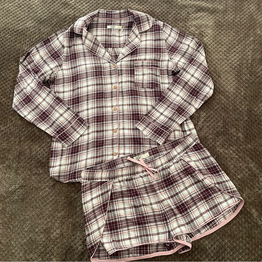 UGG Plaid Pajama Set in Purple and White